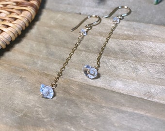 Dainty Herkimer Diamond Earrings- 14k Gold Filled earrings- Dainty Bridal Earrings- Herkimer Diamond earrings
