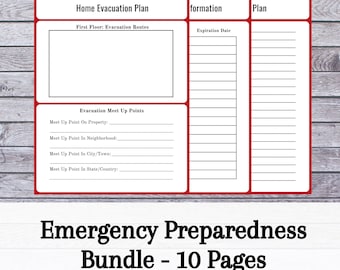 Emergency Preparedness Bundle | Natural Disaster | Disaster Plan | Evacuation Plan | Bug Out Plan | Basic Supplies | 10 Pages | US Letter