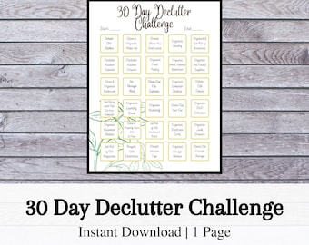30 Day Declutter Challenge | Cleaning & Organizing | Cleaning Challenge | Spring Cleaning | 1 Page | US Letter