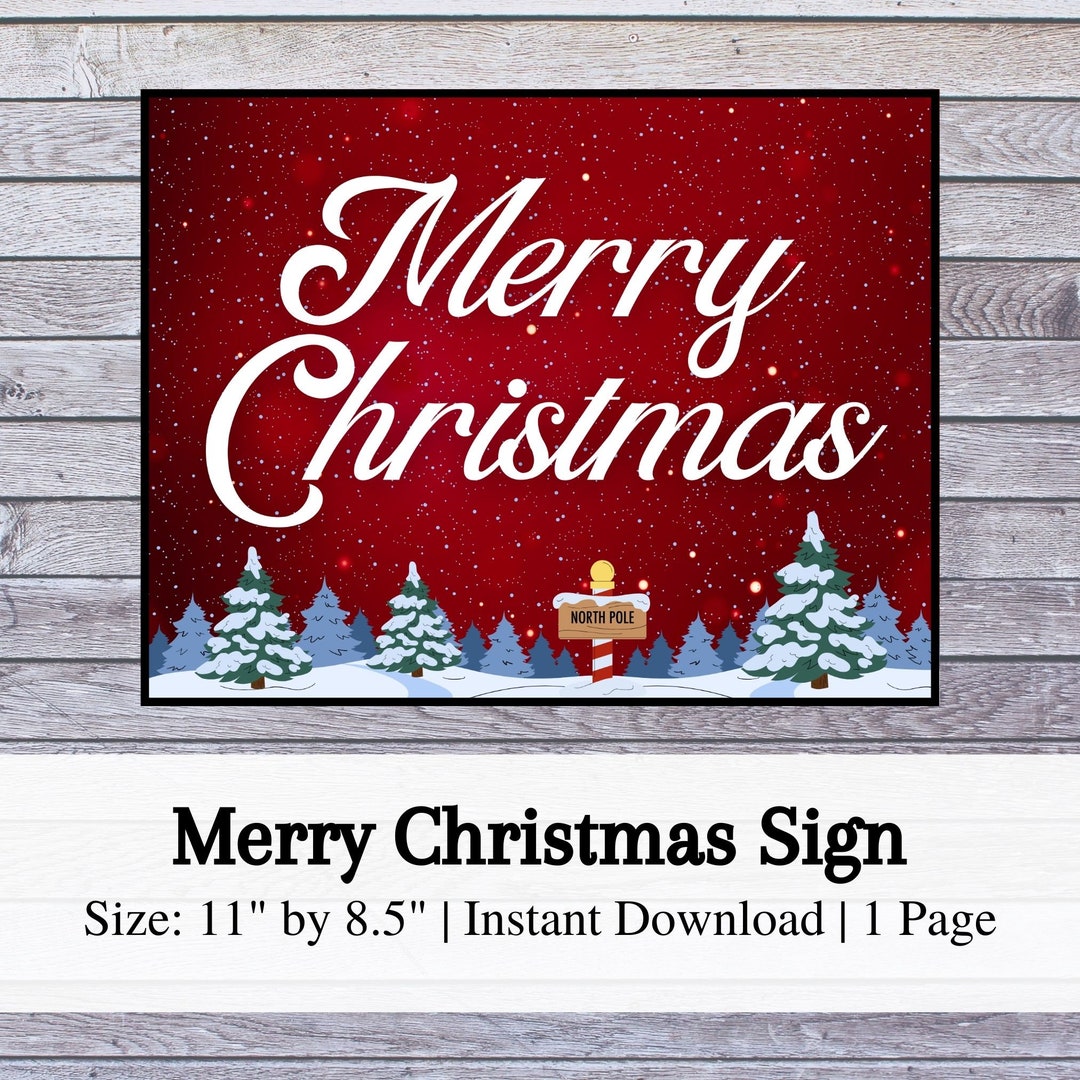 Printable Merry Christmas Sign Table Top Christmas Décor - Etsy