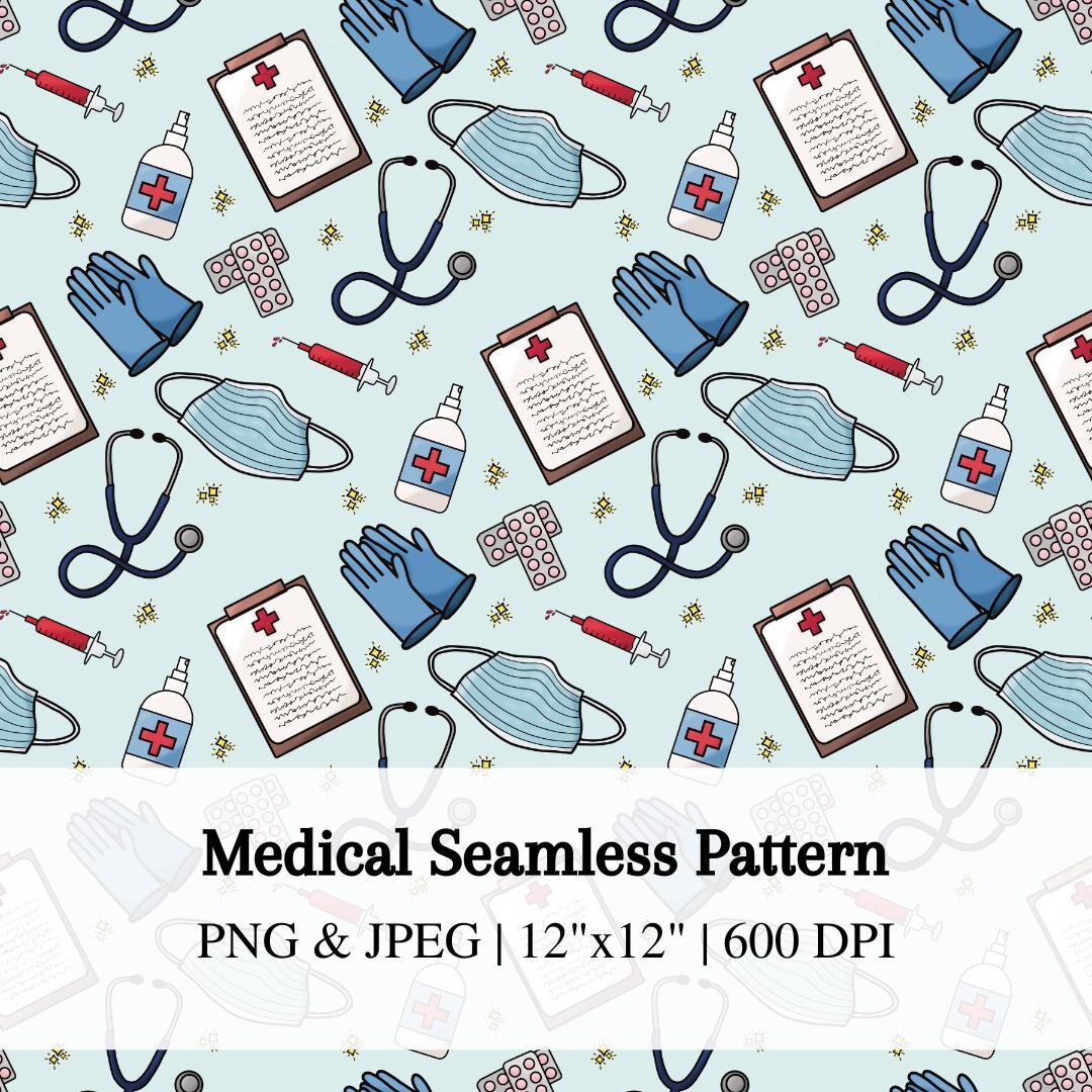 Nurse Pattern Nurse Art Seamless Pattern, Medical Fabric Pattern, Health and Wellness ...
