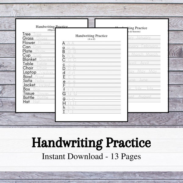 Print Handwriting Practice for Kids | A to Z and More | 13 Pages | Template | US Letter