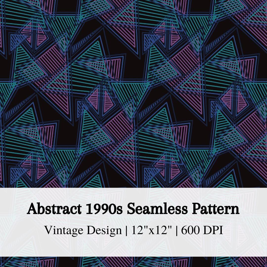 Seamless Vintage Pattern, 1990s Inspired Art, Abstract Triangles, JPEG ...