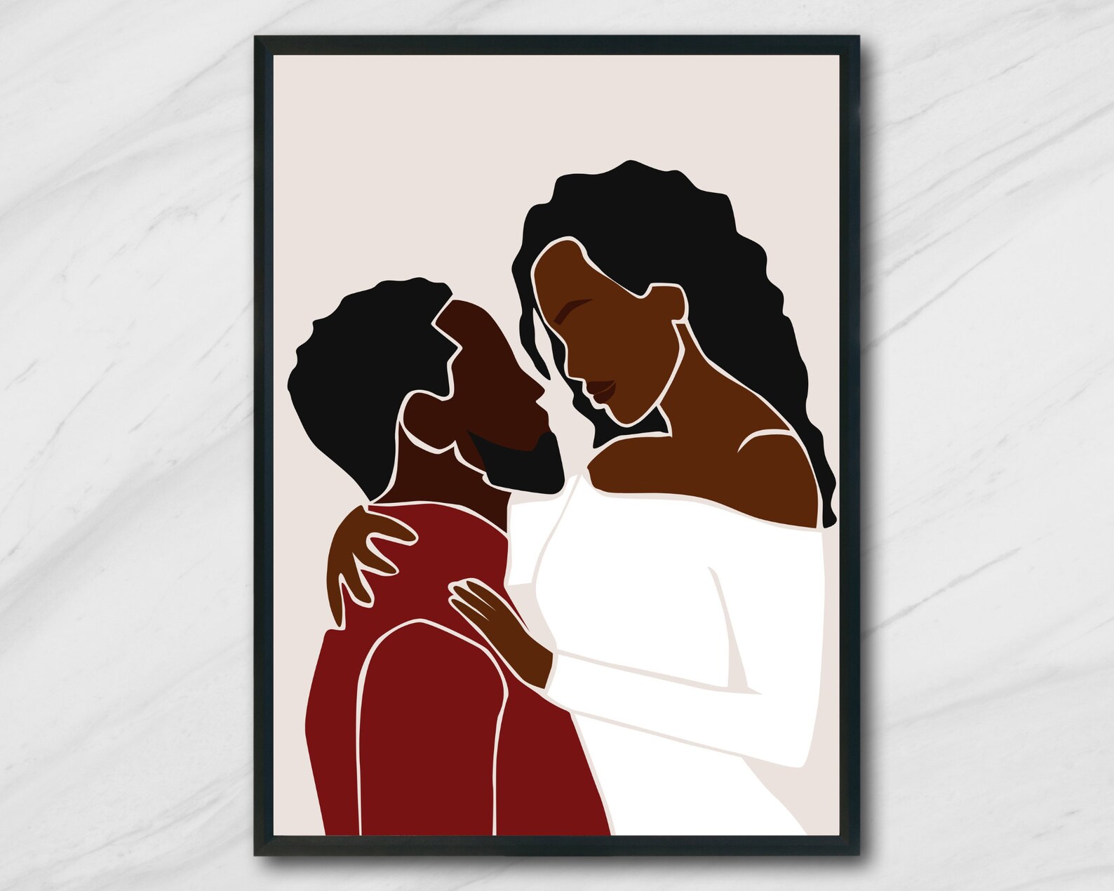 Black Couple Wall Art Man and Woman Art Romantic Couple Etsy