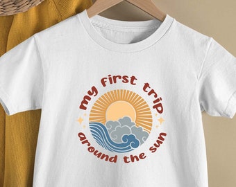 First Trip Around The Sun Birthday T shirt Print | 1st Birthday Retro Tees | Sun First Birthday Bag, Tshirt Printing | Print Australia