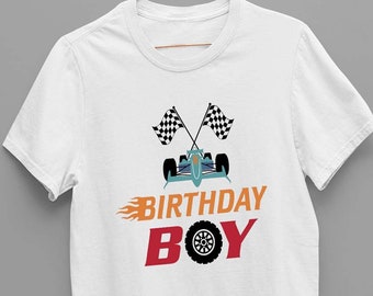 Birthday Boy Checkered Flag T shirt Print | Racing Theme Tees | 1st Bday Tshirt Printing | Print Australia