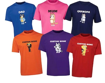 Personalised Family Matching T Shirts Australia | Custom blue and Bing Shirt | Custom Blue y Birthday Party Shirts, Tee Print