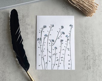 Pressed Forget Me Not Greeting Card (Single or Set of 5 + Envelopes) | Pressed Flowers Natural Floral Pressed Forget Me Not Cards