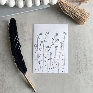 Pressed Forget Me Not Greeting Card (Single or Set of 5 + Envelopes) | Pressed Flowers Natural Floral Pressed Forget Me Not Cards