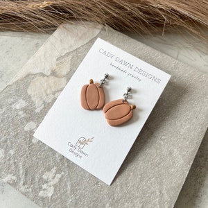 Lazy Pumpkin Dangle Earrings | Orange Pumpkin, Dangle Earrings, Fall Earrings, Autumn, Dangle Earrings, Polymer Clay, Polymer Clay Earrings