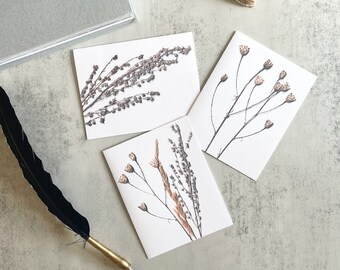 Pressed From Penny Lane Stationery Set (15 Cards + Envelopes) | Wheat Wildflowers Pressed Flowers Cards Stationery Natural Nature Aesthetic