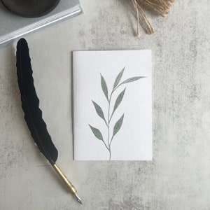 Watercolor Willow Greeting Card (Single or Set of 5 Available + Envelopes) | Floral Watercolor Stationery Greeting Cards Willow Leaves