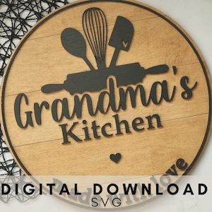 Grandmas Kitchen SVG digital file | Made with love Wooden Décor  | Farmhouse Wall Hangers | Glowforge file | New home gift