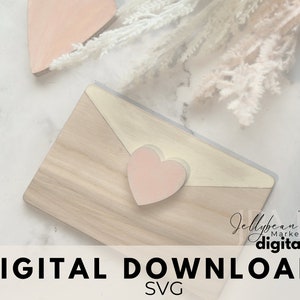Unique valentine heart envelope SVG | Glowforge laser file | instant download file | Seasonal Home decor | home decor tiered tray files