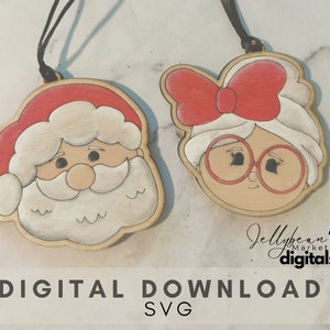 サンタクロースとミセスのオーナメント ダウンロード | カットファイル | SVG | クリスマスアクセサリー | DIY キットファイル | レーザーカットファイル | ミスター＆ミセス