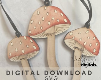 Paddenstoelornament SVG-bestand: lasergesneden kerstdecor (digitale download)