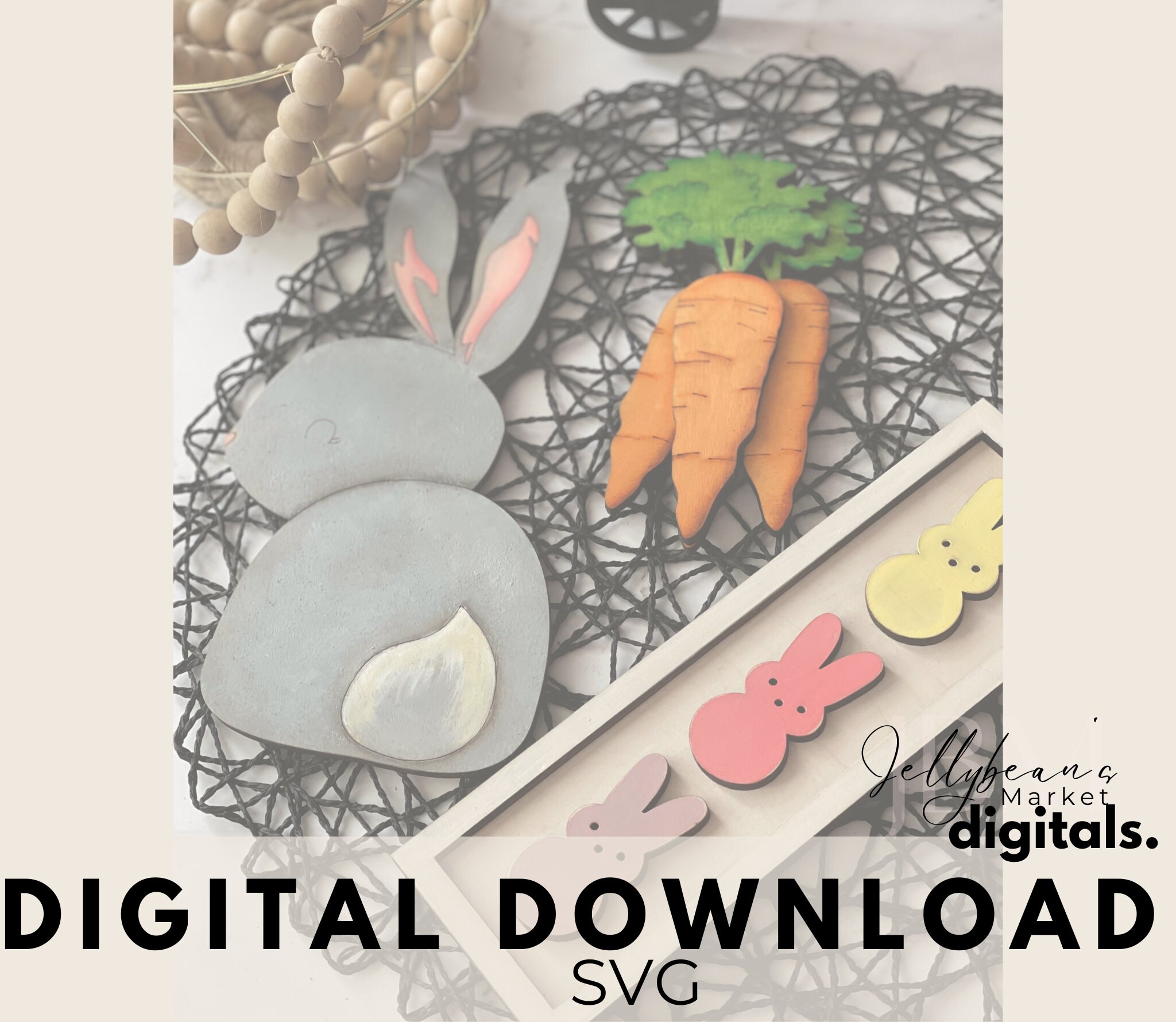 Easter Mini Sign SVG File: Laser Cut Bunny, Carrots (digital Download ...