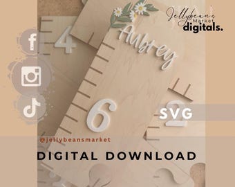 Daisy Growth Chart SVG Laser Cut File: Nursery Decor (Digital Download)