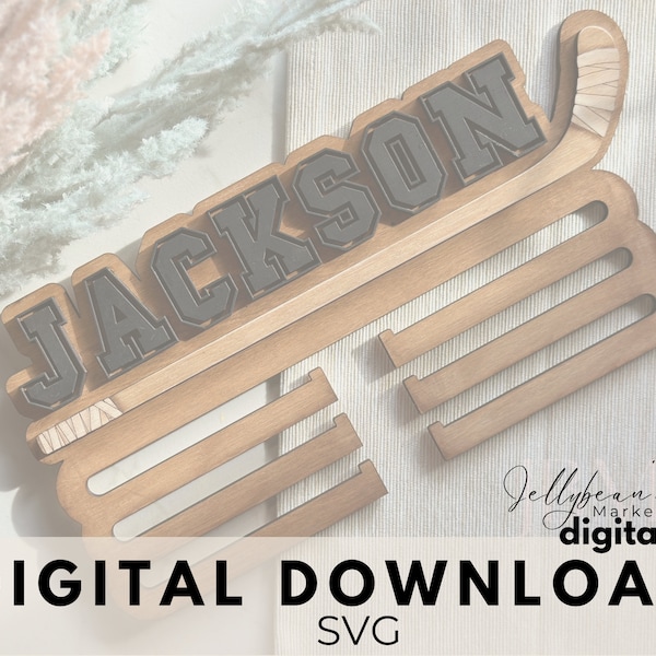 Hockey Medal hanger Download | Cut file SVG | Children's accessories | Laser cut file | 3D wood Sign for grandparents