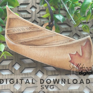 Canadian Canoe Ornament Download | Cut file | SVG | Christmas accessories | Laser cut file | nautical tree decor