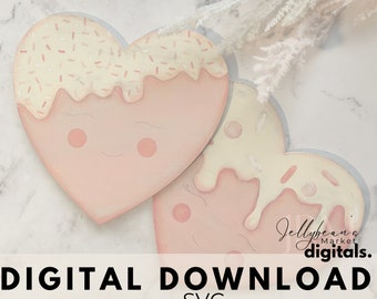 Cutest valentine hearts | pink icing glowforge laser file | instant download | Seasonal Home decor