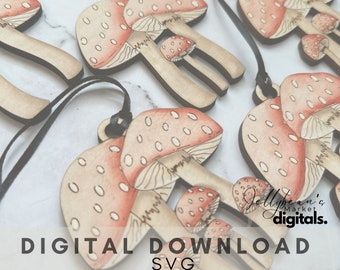 Paddenstoel familie ornament lasergesneden bestand SVG (digitale download)