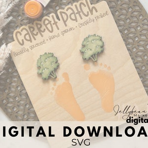 Carrot patch kids foot print sign SVG cut file | Cute glowforge laser file | instant download | Seasonal Home decor