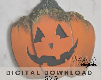 Single line Jack o' lantern SVG | Shaped Pumpkin Laser Design | instant download laser Glowforge file | Halloween sign