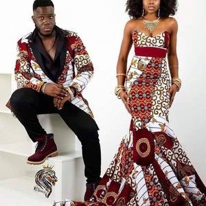 Couple Outfit, Ankara Dress and Ankara Jacket, African men clothing, african wear