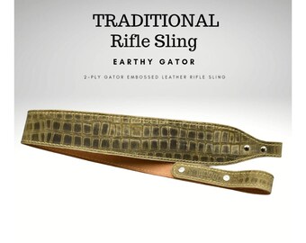 Leather Rifle Sling - Embossed Gator