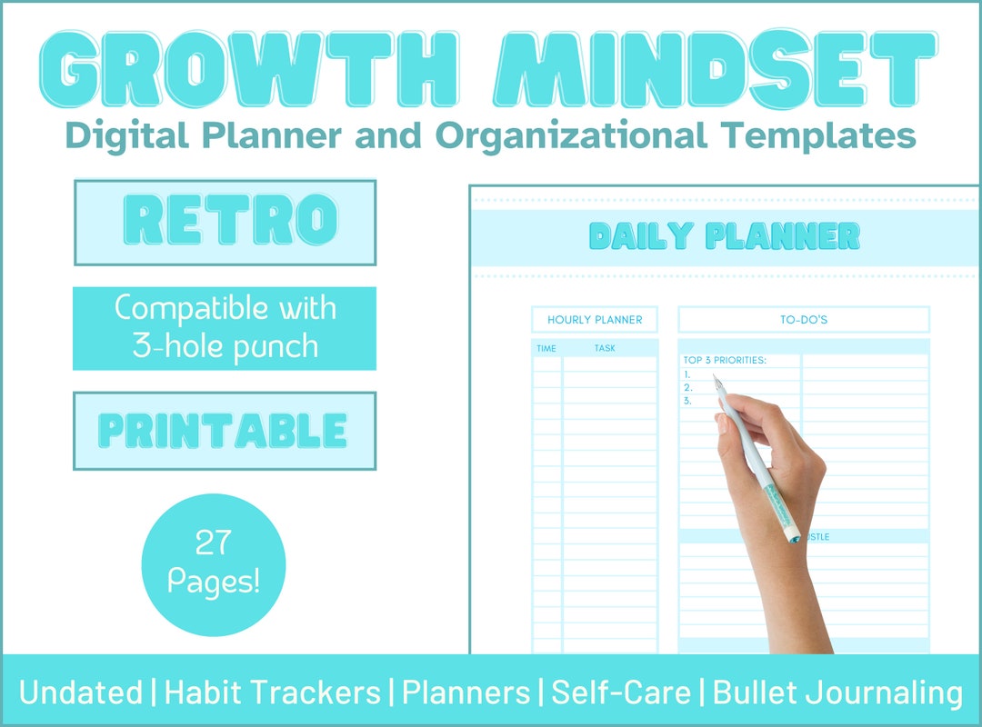 Blue Bubble Aesthetic Virtual Daily Planner Template Weekly - Etsy