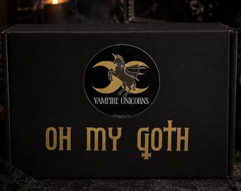 Oh My Goth Gift Box / Goth Curated Box Girls Guys / Gothic Gift Basket / Halloween Vampire Bats Skulls Box / Customizable / Themed Gift Box