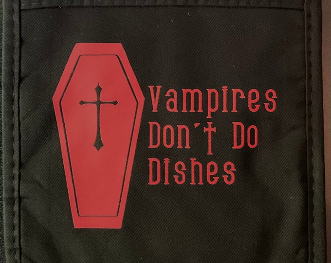 Les vampires ne font pas de vaisselle Porte-pot / Humour vampire / Humour noir / Porte-pot vampire / Gant de four / Décor de cuisine gothique / Décor de chauves-souris vampires