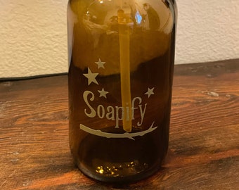 "Wizard's Seifenspender / Badezimmer Sammlung / Alte Apotheker Stil Braune Glasflasche / Der ""Einseifen"" Zauber / Küchen Seife."