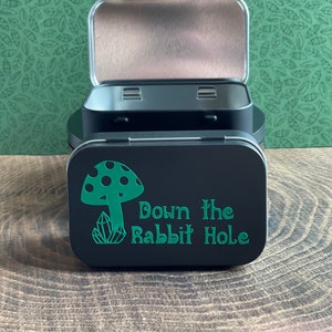 Cottagecore Storage Tins / Goth Pill Box / Pill Box For Purse / Pills - Vitamins - Mints - Coins / Purse Organization / Down The Rabbit Hole