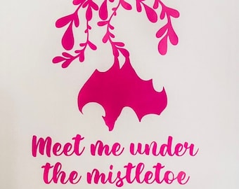 Gothic Christmas Dish Towel / Gothic SVG Kitchen Towel / Bats Kitchen Towel / Meet Me Under The Mistletoe / Custom / Goth Christmas