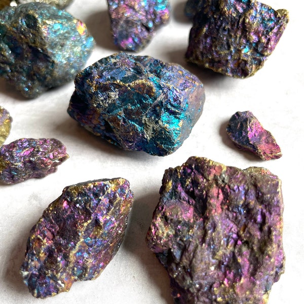Peacock Ore Stone / Raw Premium Gemstones / Turquoise Purple Pink Gold / Iridescent Metallic Stone /  Bornite Mineral / The Happiness Stone