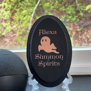 Signo de humor fantasma / Signo de espíritus de invocación de Alexa / Signo de casa embrujada / Signo de niñera de estantería de 3x5 / Signo de madera divertido