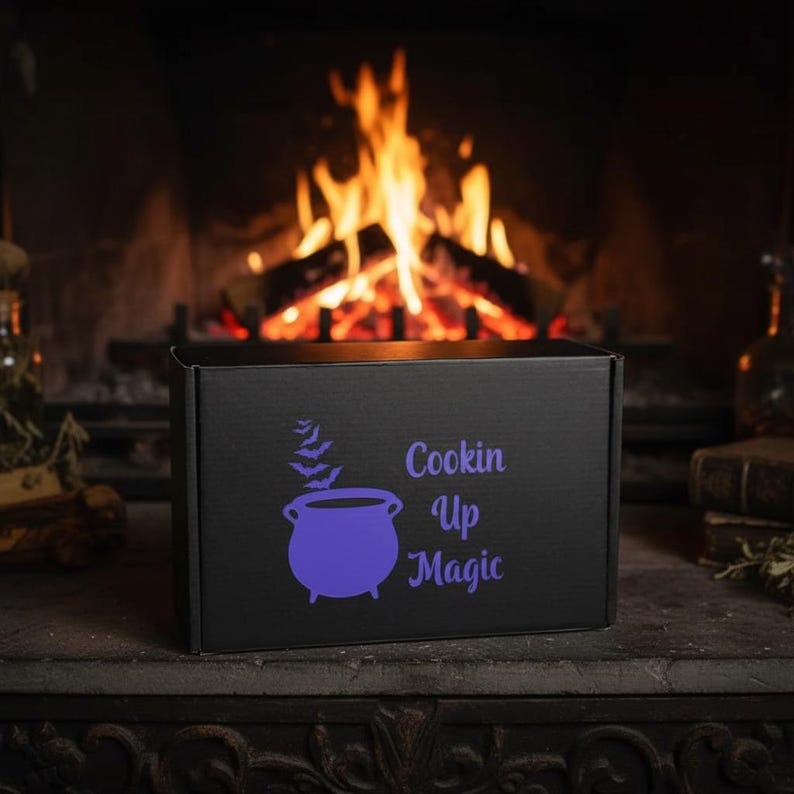 Cookin Up Magic Gift Box / Kitchen Witch Box for Goth Girls Guys / Cooking Gift / Gothic Chef Curated Gift Basket / Themed Gift Box image 1