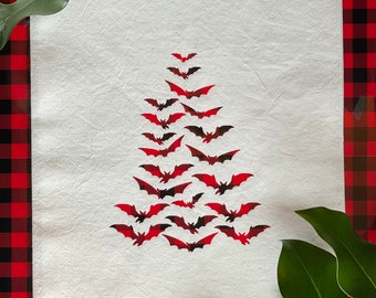 Gothic Christmas Dish Towel / Gothic SVG Kitchen Towel / Christmas Tree Bats Kitchen Towel / Merry Creepmas / Custom / Goth Christmas