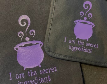 Funny Potholder / I Am The Secret Ingredient / Witchy Potholder Oven Mitt / Cauldron Kitchen Mitt / Custom SVG Potholder