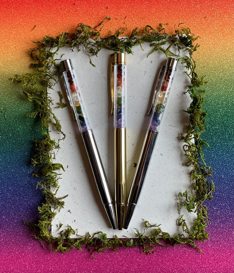 Witchy Crystal Pens / Gay Pride Pens / Garnet / Carnelian / Citrine / Jade / Lapis Lazuli / Amethyst / Unique Pen / Magical Pens / Gemstone image 1