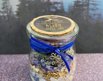 Bliss Spell Jar / Happiness Positivity Peace / Good Intentions / Gemstones / Herbs / Magical Properties / Witchy Spell Kit / Ritual Spells