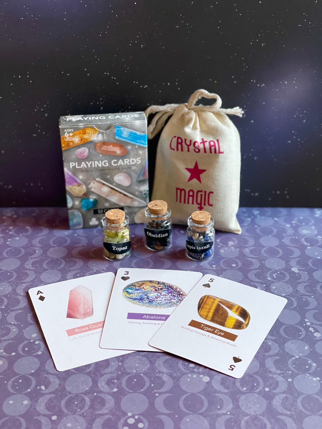 Crystal Healing Cards / Crystal Magic Bundle / 52 Card Deck / Luxury