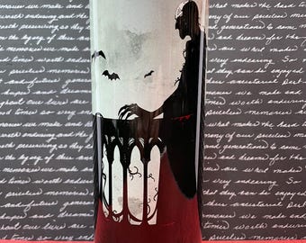 Bicchiere da vampiro Nosferatu / Bicchiere gotico / Sangue di vampiro / Pipistrelli vampiro / Castello gotico / Bicchiere isolato da 20 once / Bicchiere sottile con cannuccia
