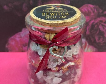 Bewitch Spell Jar / Love Spell / Self Love / Good Intentions / Gemstones / Herbs / Magical Properties / Witchy Spell Kit / Ritual Spells