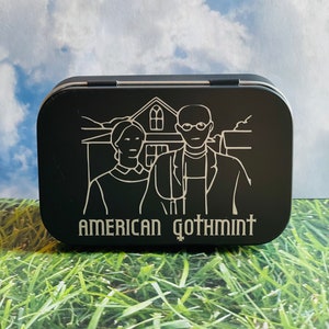 Lata de almacenamiento gótica americana/caja de pastillas de menta americana/caja de pastillas para monedero/pastillas-vitaminas-mentas-monedas/organización de monedero gótico