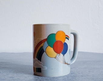 Vintage Otagiri Mug – Rainbow Balloon Design – Japan Ceramic Coffee Cup