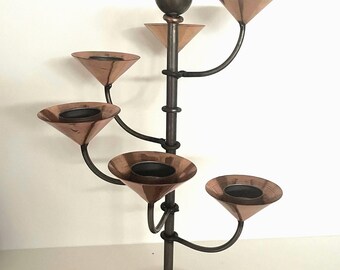 copper and metal tea light candlestick holder