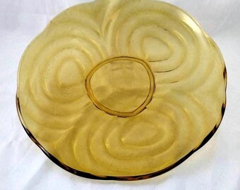 Vintage large retro style Amber glass platter, display plate,platter n/s 255
